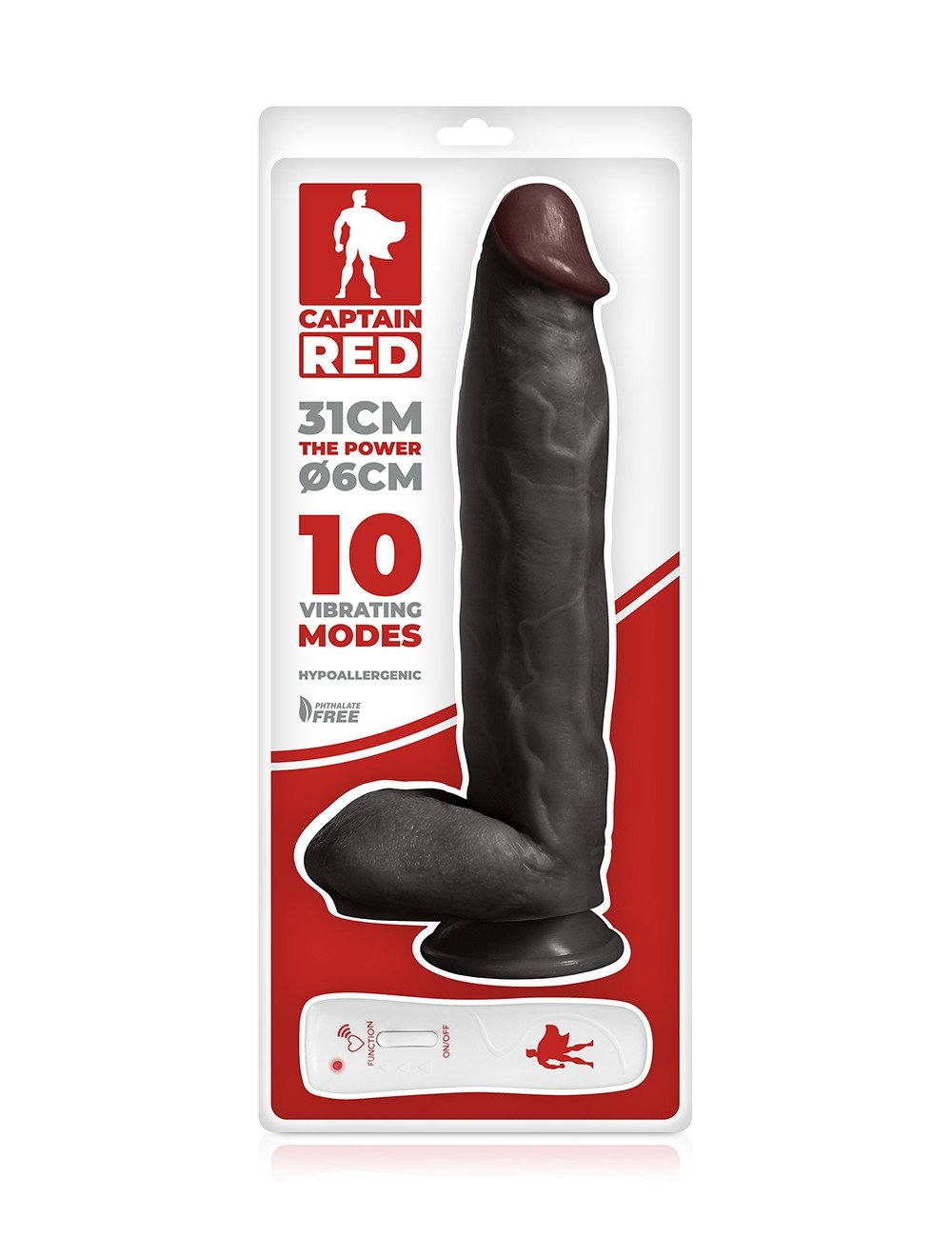 Vibro XXL The Power Black 31 x 6 cm - Captain Red