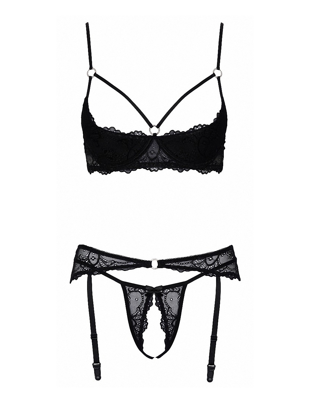 Ensemble lingerie ouverte noir - Cotelli Lingerie