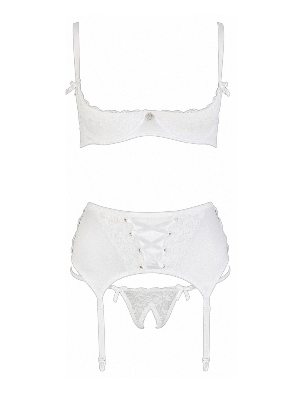 Ensemble lingerie 3 pièces ouvert blanc - Cottelli Lingerie