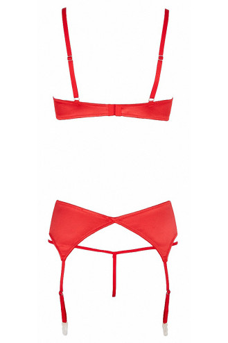 Ensemble lingerie 3 pièces ouvert rouge - Cottelli Lingerie