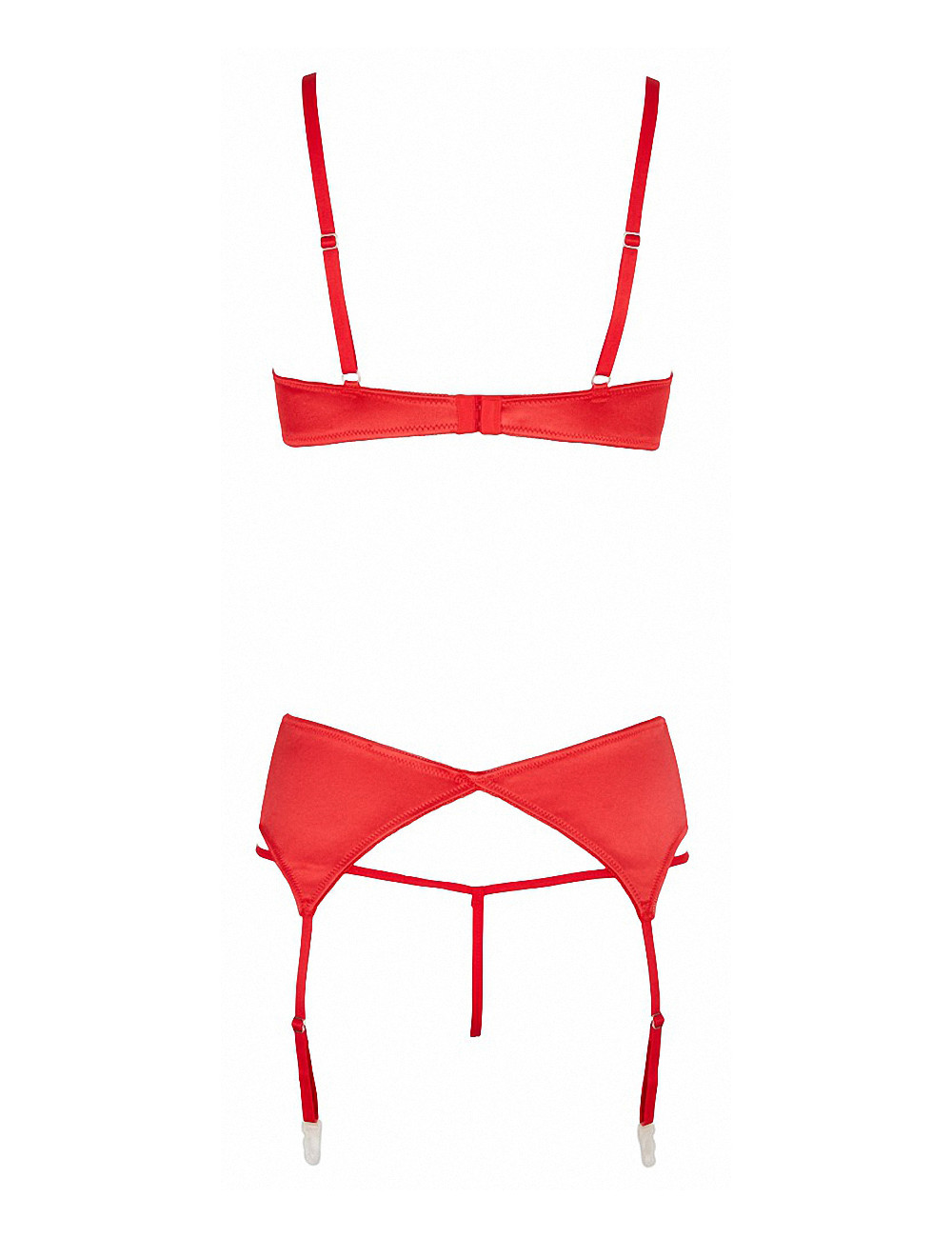 Ensemble lingerie 3 pièces ouvert rouge - Cottelli Lingerie