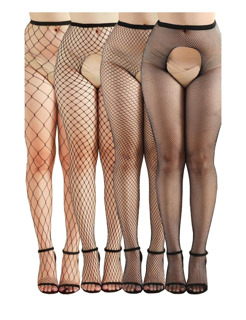 Pack 4 collants ouverts résille