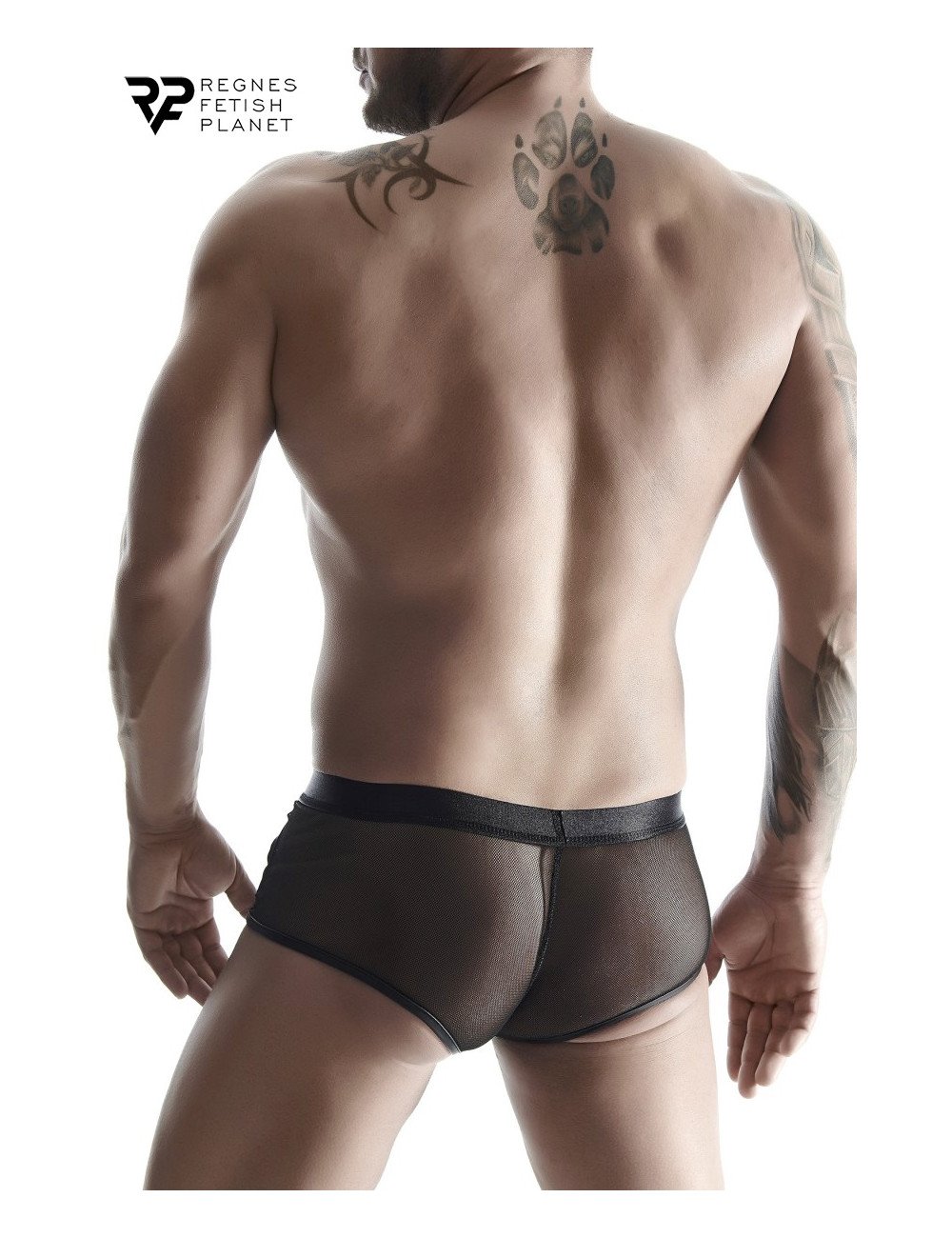 Boxer noir wetlook et mesh - Regnes