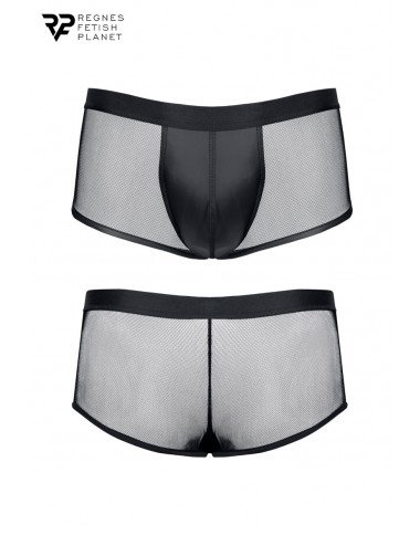 Boxer noir wetlook et mesh - Regnes