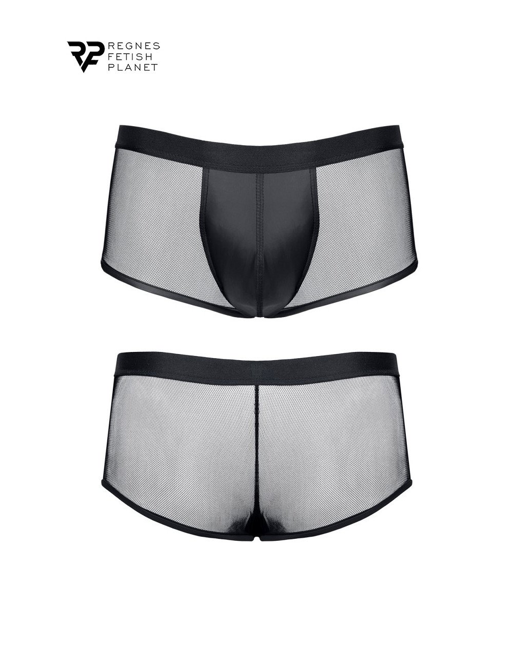 Boxer noir wetlook et mesh - Regnes