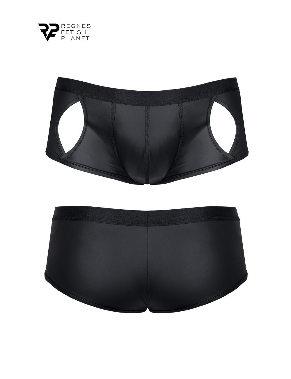 Shorty ouvert noir wetlook - Regnes