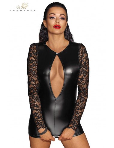 Mini robe wetlook et dentelle F253