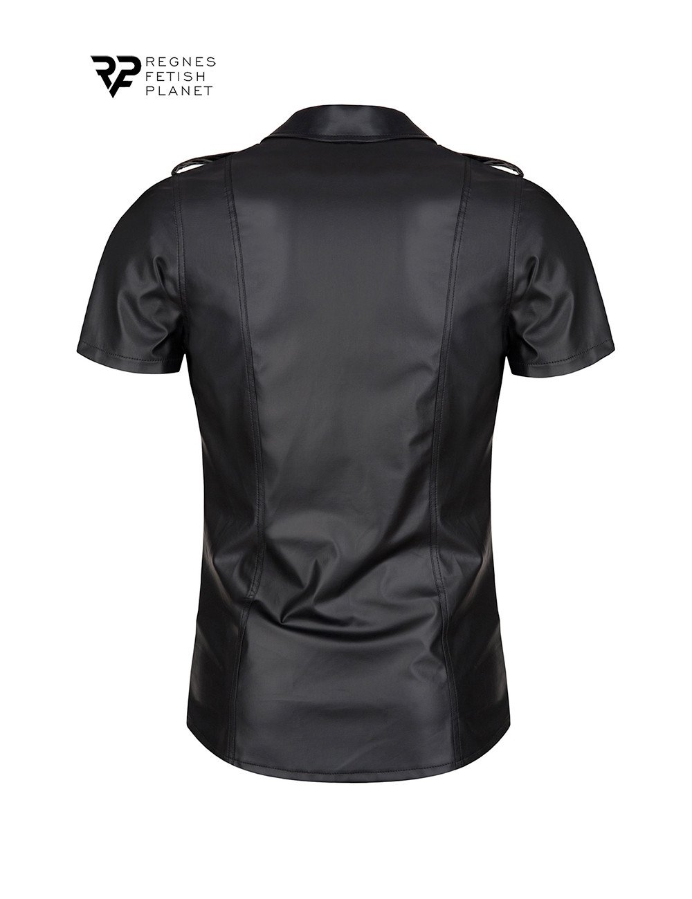 Chemise manches courtes wetlook noire Luca - Regnes