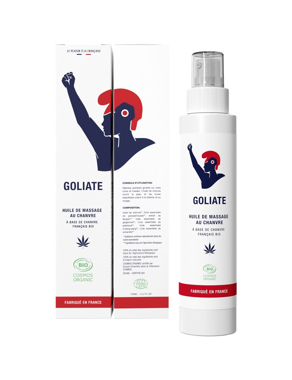 Huile de massage éclatante au chanvre Bio - Goliate