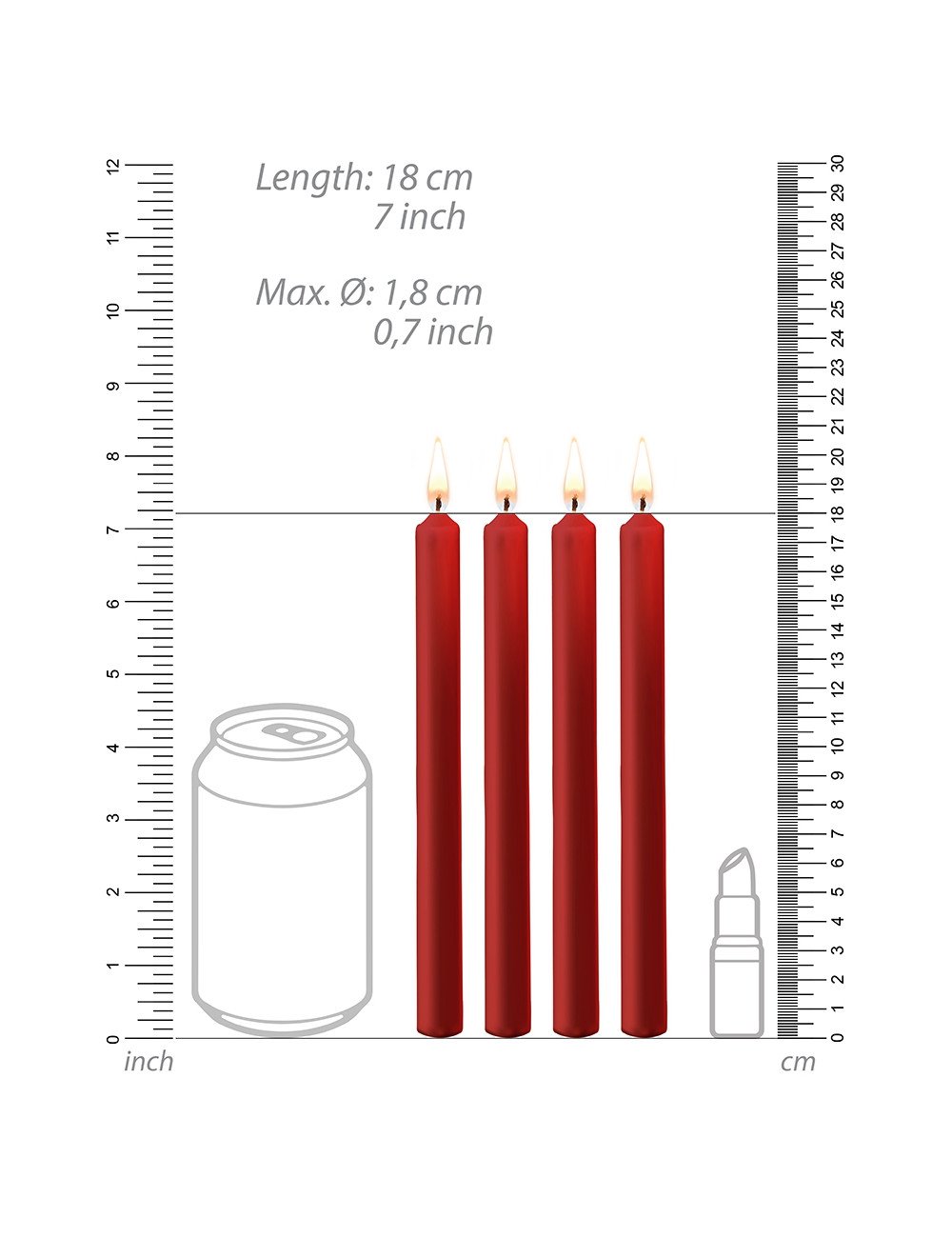 4 bougies SM rouges Large - Ouch!