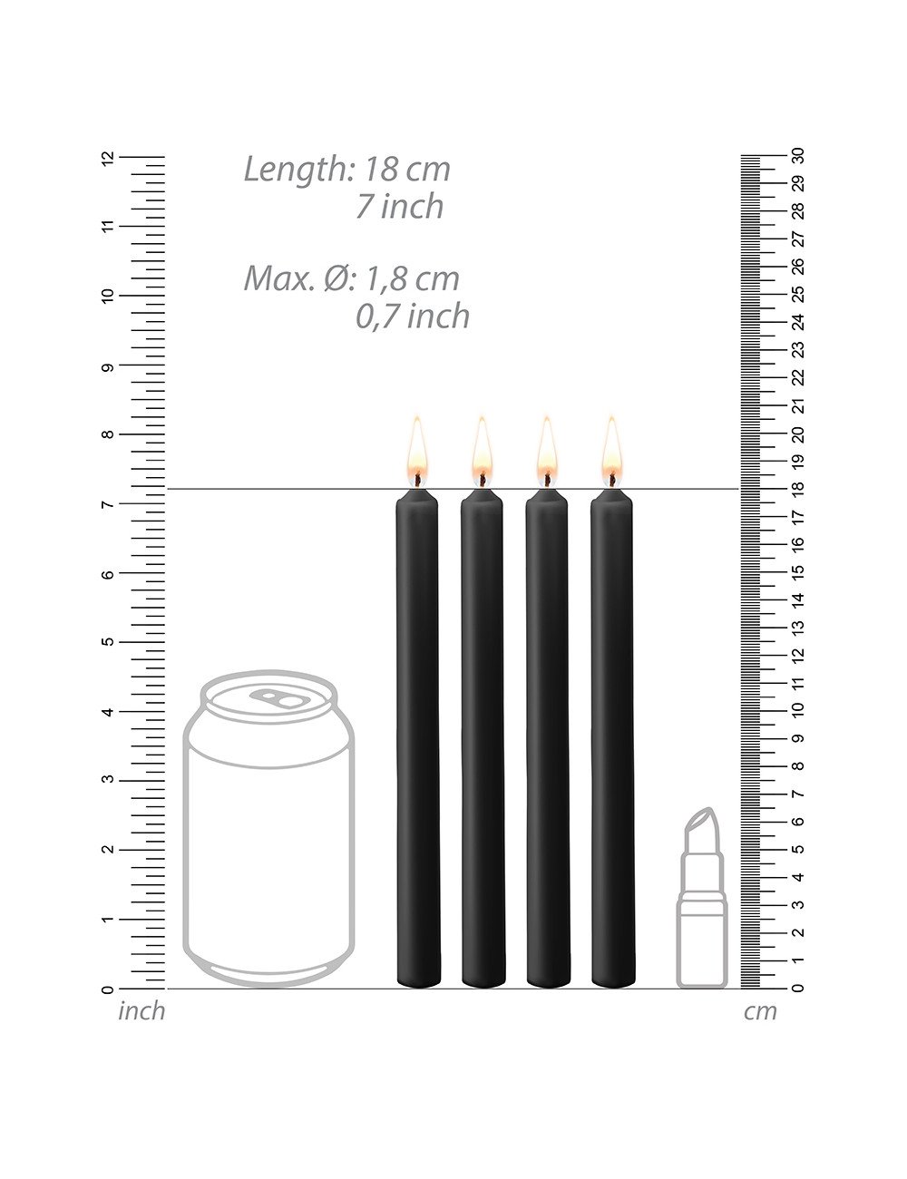 4 bougies SM noires Large - Ouch!